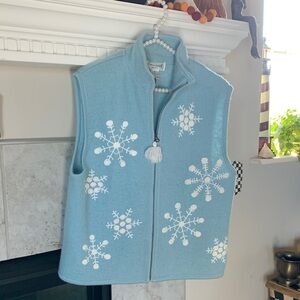 Lovely❄️EMINENT Boiled Wool❄️Baby Blue Full Zipper Vest Size XL No Holes/Stains
